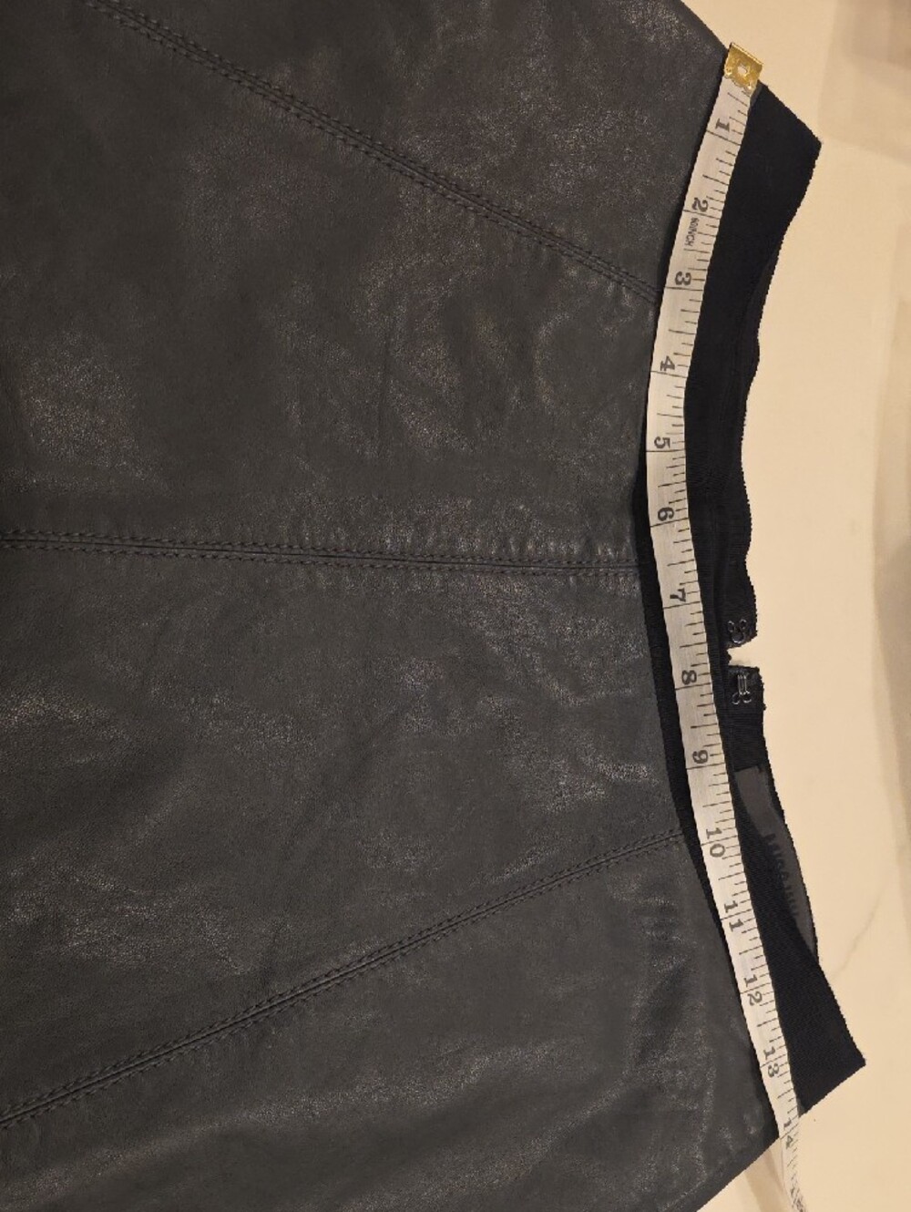 Women's Black Leather A-Line Skirt - Picture 8 of 10